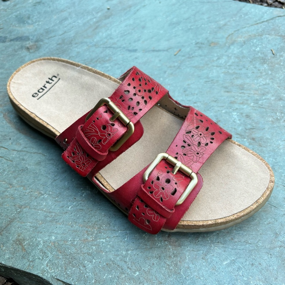 ❤️ Earth Red Leather Double Strap Sandal ❤️